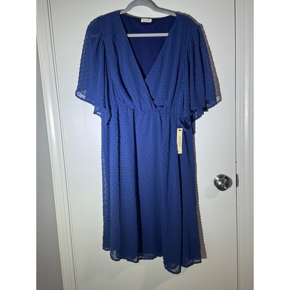 Kiyonna Women's Blue Swiss Dot Dress